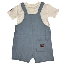Load image into Gallery viewer, LONDON embroidered dungaree set I milk&amp;black