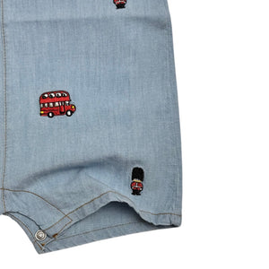 LONDON embroidered dungaree set I milk&black