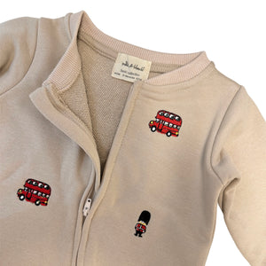 LONDON embroidered zip up onesie | milk&black