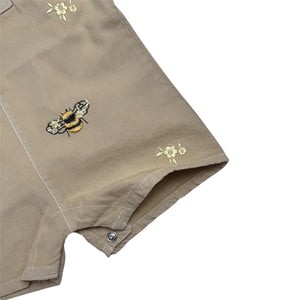 BEE embroidered dungaree set I milk&black
