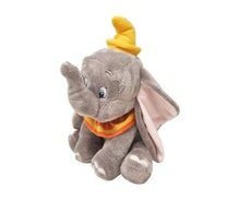 Load image into Gallery viewer, The super cute and cuddly Disney Baby Dumbo Soft Toy is a must for fans of Disney&#39;s most famous elephant.  The fun and lovable Dumbo Soft Toy is perfect for nap time, story time and snuggle time and also makes the perfect companion for little ones to recreate their favourite Dumbo adventures with! This adorable soft toy with his distinctively large ears, and unmistakable yellow and orange circus ruffle and hat makes the perfect playtime companion