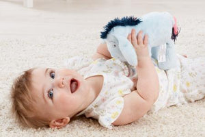 The lovable Eeyore 20cm soft toy makes the perfect first companion for baby. Based on the character featured in A.A Milne's heart-warming Tales from the Hundred Acre Wood storybooks this classically-styled cuddly toy is made from the highest quality, textured plush fabric with beautifully embroidered features.  The adorable Eeyore soft toy is perfect for baby to snuggle up with and makes a great newborn gift.