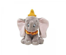 Load image into Gallery viewer, The super cute and cuddly Disney Baby Dumbo Soft Toy is a must for fans of Disney&#39;s most famous elephant.  The fun and lovable Dumbo Soft Toy is perfect for nap time, story time and snuggle time and also makes the perfect companion for little ones to recreate their favourite Dumbo adventures with! This adorable soft toy with his distinctively large ears, and unmistakable yellow and orange circus ruffle and hat makes the perfect playtime companion.