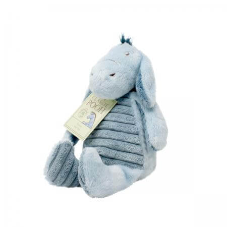 The lovable Eeyore 20cm soft toy makes the perfect first companion for baby. Based on the character featured in A.A Milne's heart-warming Tales from the Hundred Acre Wood storybooks this classically-styled cuddly toy is made from the highest quality, textured plush fabric with beautifully embroidered features.  The adorable Eeyore soft toy is perfect for baby to snuggle up with and makes a great newborn gift.